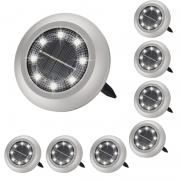 AMUFER 8 Pack Solar Ground Lights, 2024 Upgraded Solar Lights Outdoor Garden, Disk Lights Decking Lights Solar Garden Lights for Lawn Pathway Yard Landscape Walkway(White Light)